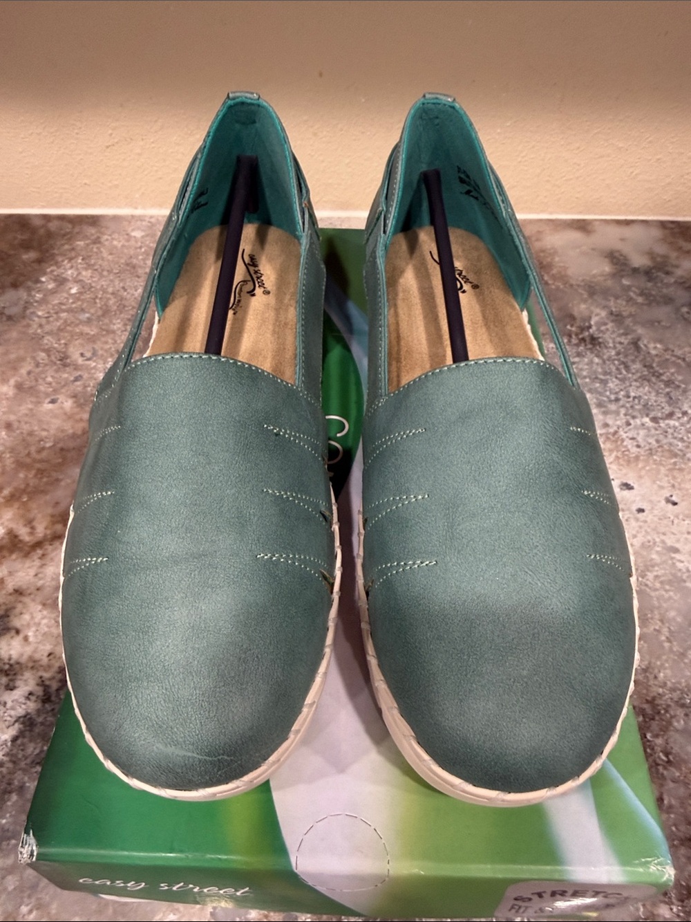 easy street Teal Slip-On Comfort Flats